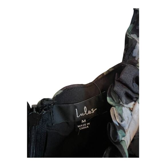 Lulus Sweetest Affection Black Floral Pleated Babydoll Mini Dress NWT New M - Picture 6 of 9